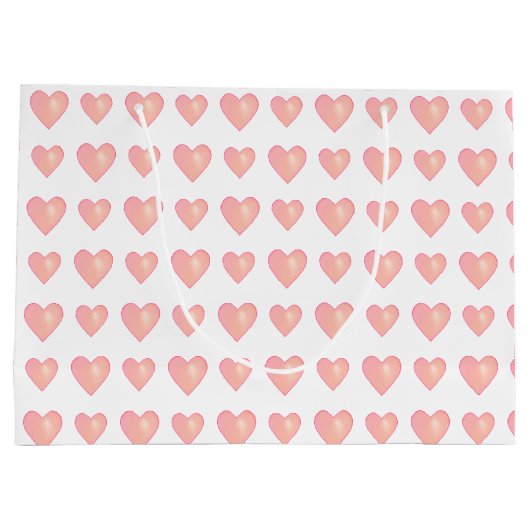 Elegant roze hart op wit groot cadeauzakje (Achterkant)