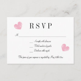 Elegant roze hart RSVP-trouwreactiekaarten RSVP Kaartje