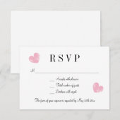 Elegant roze hart RSVP-trouwreactiekaarten RSVP Kaartje (Voorkant / Achterkant)