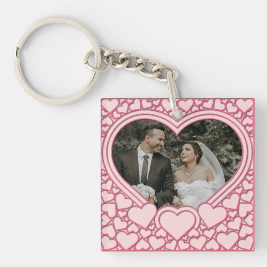 Elegant roze hart sleutelhanger (voorkant)