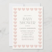 Elegant Roze Hart Valentijnse Baby shower Kaart (Voorkant)