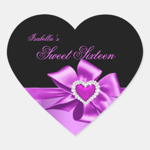 Elegant Roze Hart Verjaardagsfeest Sweet Sixteen Sticker