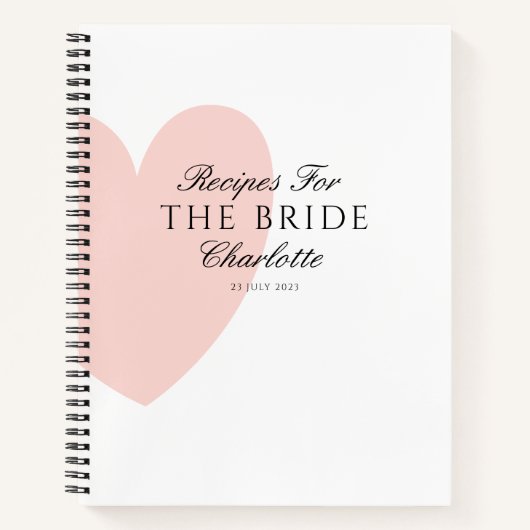 Elegant Roze Hart Vrijgezellenfeest Cadeaurecepten Notitieboek (Voorkant)