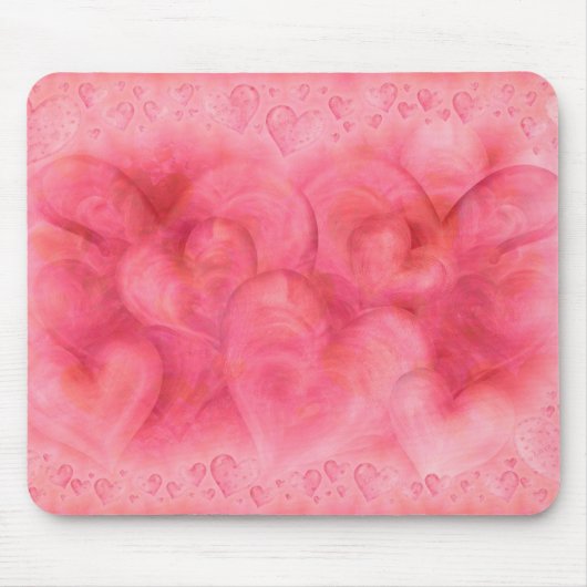 Elegant roze harten Mousepad Muismat (Voorkant)