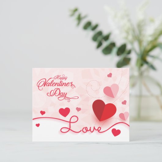 Elegant roze harten Valentijnsdag Briefkaart (Staand voorkant)