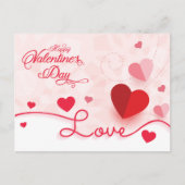 Elegant roze harten Valentijnsdag Briefkaart (Voorkant)