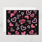 Elegant roze harten Valentijnsdag Briefkaart (Voorkant / Achterkant)