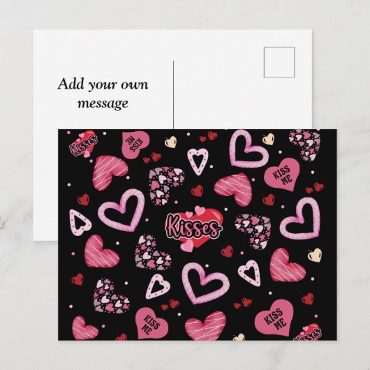 Elegant roze harten Valentijnsdag Briefkaart (Voorkant / Achterkant)