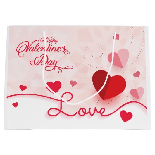 Elegant roze harten Valentijnsdag Groot Cadeauzakje (Voorkant)
