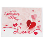 Elegant roze harten Valentijnsdag Groot Cadeauzakje (Achterkant)
