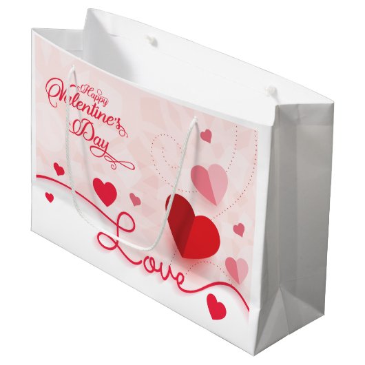 Elegant roze harten Valentijnsdag Groot Cadeauzakje (Voorkant Gekanteld)