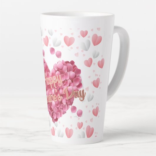 Elegant roze harten Valentijnsdag Latte Mok (Rechterhoek)