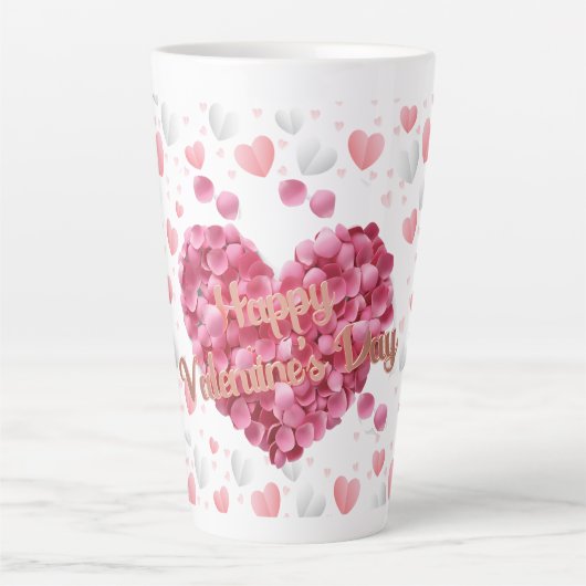 Elegant roze harten Valentijnsdag Latte Mok (Voorkant)