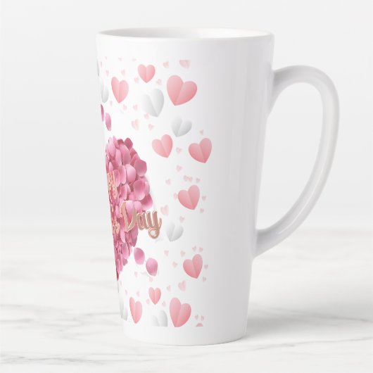 Elegant roze harten Valentijnsdag Latte Mok (Rechts)