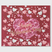 Elegant roze harten Valentijnsdag ompakken tape Cadeaupapier (Vlak)