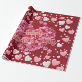 Elegant roze harten Valentijnsdag ompakken tape Cadeaupapier (Uitgerold)