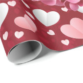 Elegant roze harten Valentijnsdag ompakken tape Cadeaupapier (Rol Hoek)