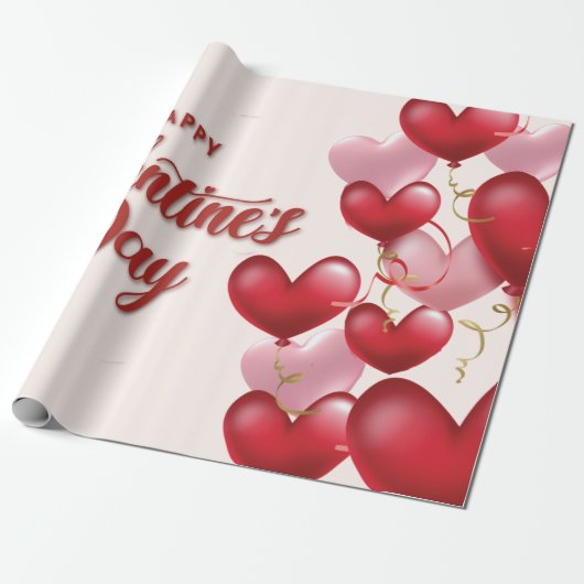 Elegant roze harten Valentijnsdag ompakken tape Cadeaupapier (Uitgerold)