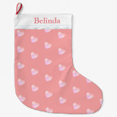 Elegant roze hartpatroon grote kerstsok (Voorkant)