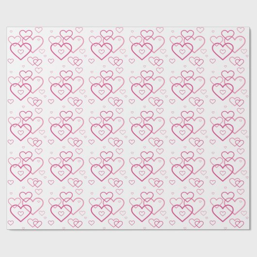 Elegant Roze Heart Shapes Pattern Valentijnsdag Cadeaupapier (Vlak)