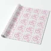 Elegant Roze Heart Shapes Pattern Valentijnsdag Cadeaupapier (Uitgerold)