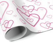 Elegant Roze Heart Shapes Pattern Valentijnsdag Cadeaupapier (Rol Hoek)