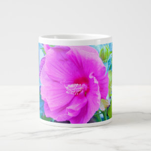 Elegant roze Hibiscus-ventilator met Aqua Foliage Grote Koffiekop