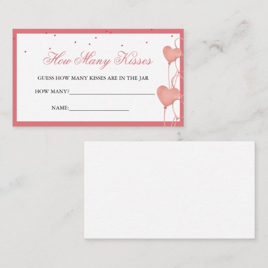 Elegant Roze Hoeveel Kisses Jar Games Bruids Kaart (Voorkant / Achterkant)