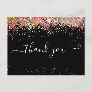 Elegant roze holographic Glitter Black Hartelijk d Briefkaart