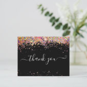 Elegant roze holographic Glitter Black Hartelijk d Briefkaart (Staand voorkant)