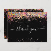 Elegant roze holographic Glitter Black Hartelijk d Briefkaart (Voorkant / Achterkant)