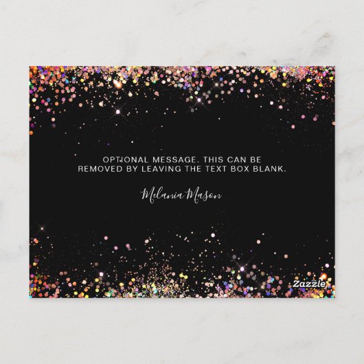 Elegant roze holographic Glitter Black Hartelijk d Briefkaart (Achterkant)