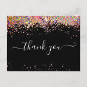 Elegant roze holographic Glitter Black Hartelijk d Briefkaart (Voorkant)