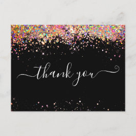 Elegant roze holographic Glitter Black Hartelijk d Briefkaart