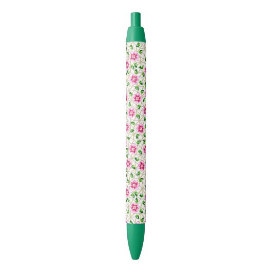 Elegant  Roze Huwelijkspatroon Zwarte Inkt Pen (Voorkant Verticaal)