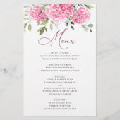 Elegant Roze Hydrangea Bloemenbruiloft Diner Menu (Voorkant)