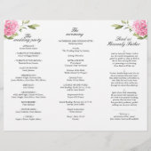 Elegant roze Hydrangea bruiloft ceremonie programm (Achterkant)