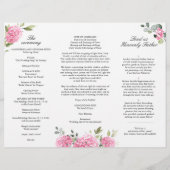 Elegant roze Hydrangea bruiloft ceremonie programm (Achterkant)