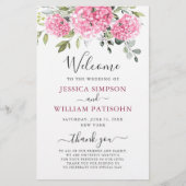 Elegant roze Hydrangea bruiloft ceremonie programm (Voorkant)