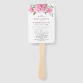 Elegant roze Hydrangea bruiloft ceremonie programm Handwaaier (Voorkant)