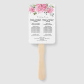 Elegant roze Hydrangea bruiloft ceremonie programm Handwaaier (Achterkant)