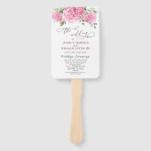 Elegant roze Hydrangea bruiloft ceremonie programm Handwaaier (Voorkant)