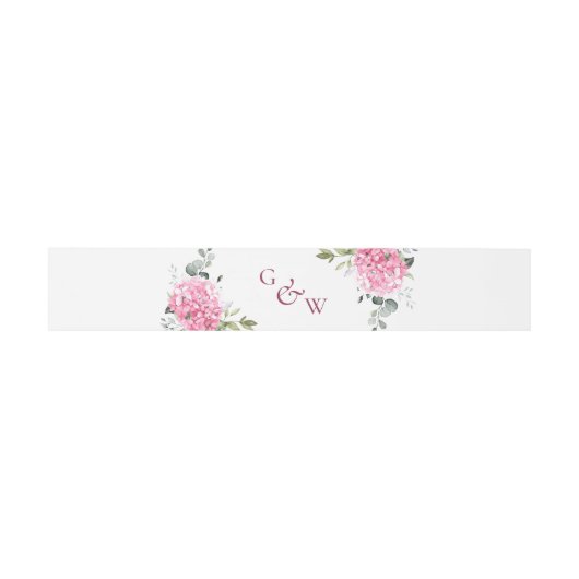 Elegant Roze Hydrangea Eucalyptus Monogram Bruilof Uitnodigingen Wikkel (Vlak)