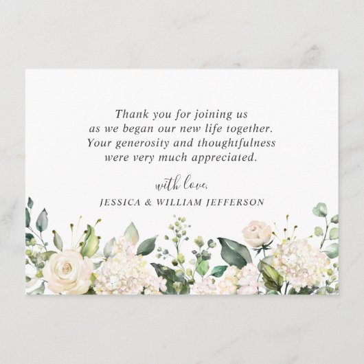 Elegant Roze Hydrangea Eucalyptus Rozen Bedankkaart (Achterkant)