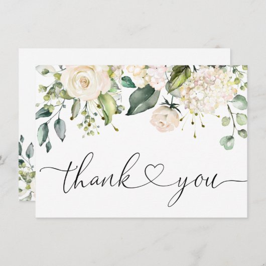 Elegant Roze Hydrangea Eucalyptus Rozen Bedankkaart (Voorkant / Achterkant)