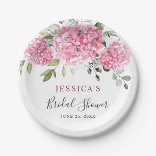 Elegant Roze Hydrangea Eucalyptus Vrijgezellenfees Papieren Bordje