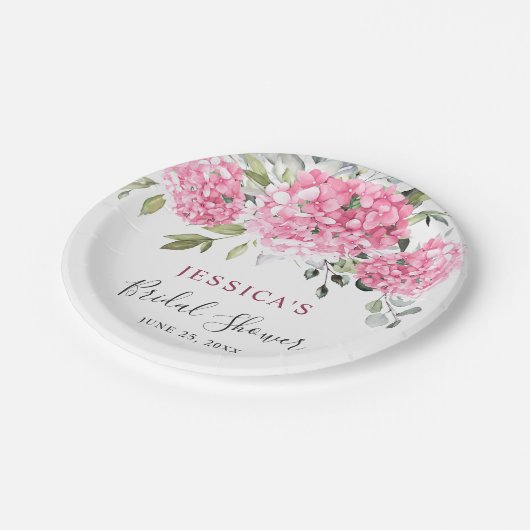 Elegant Roze Hydrangea Eucalyptus Vrijgezellenfees Papieren Bordje (Gekanteld)