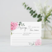 Elegant Roze Hydrangea Vrijgezellenfeest Recept Ka Briefkaart (Staand voorkant)