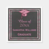 Elegant roze ingelijst Afstuderen Servetten (Voorkant)