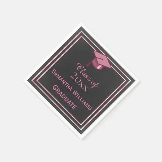 Elegant roze ingelijst Afstuderen Servetten (Hoek)